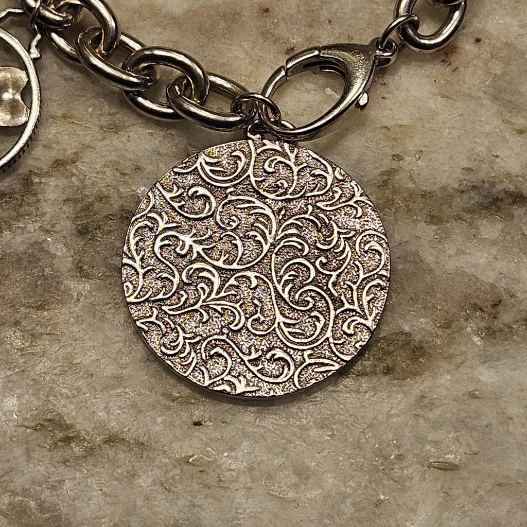 Rare Monica Rich Kosann 925 Silver Luck Charm Bracelet Engraved Vine Locket — image 2 of 8